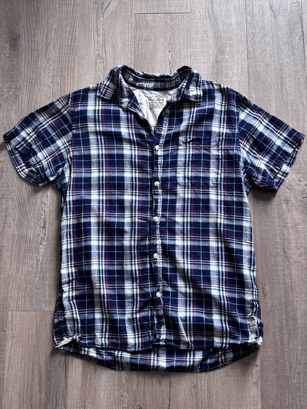 Jack & Jones Navy and White Plaid Men's Shirt